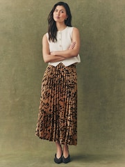 Leopard Print Pleated Maxi Skirt - Image 1 of 7
