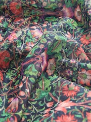 Morris & Co. Green Floral Lodden Print Sheer Tie Neck Long Sleeve Blouse - Image 7 of 8
