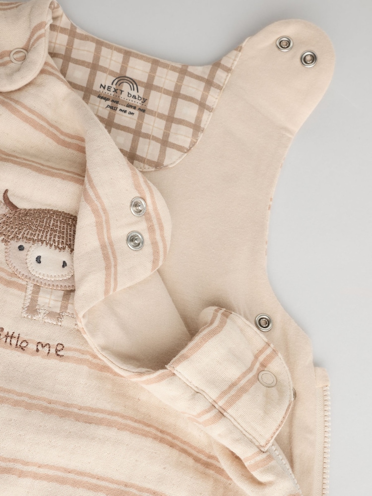 Neutral Hamish Baby Muslin 1 Tog Baby 100% Cotton Sleep Bag - Image 8 of 9