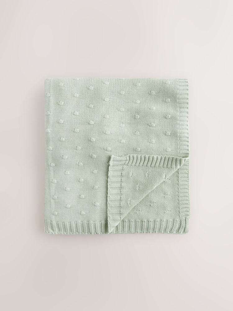100% Cotton Spot Baby Knitted Blanket - Image 1 of 3
