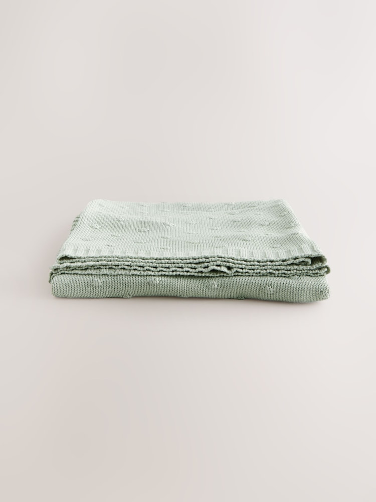 100% Cotton Spot Baby Knitted Blanket - Image 2 of 3