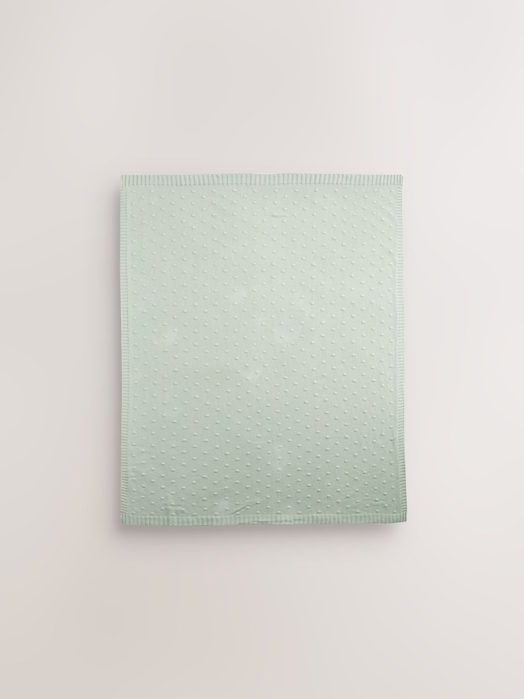 Sage Green Baby Bobble Blanket - Image 6 of 6 Sage Green Baby Bobble Blanket - Image 6 of 6