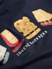 FatFace Navy Cheese Boarders Graphic T-Shirt - Image 10 of 10