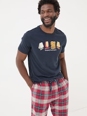 FatFace Navy Cheese Boarders Graphic T-Shirt - Image 2 of 10