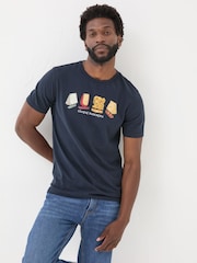 FatFace Navy Cheese Boarders Graphic T-Shirt - Image 3 of 10