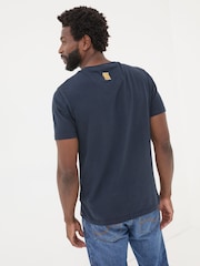 FatFace Navy Cheese Boarders Graphic T-Shirt - Image 4 of 10