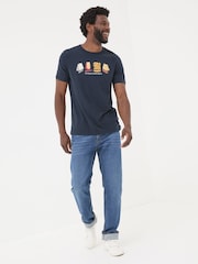 FatFace Navy Cheese Boarders Graphic T-Shirt - Image 5 of 10