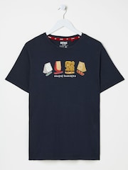 FatFace Navy Cheese Boarders Graphic T-Shirt - Image 9 of 10