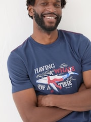 FatFace Navy Shelter Whale of a Time T-Shirt - Image 4 of 7