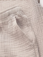 Taupe 100% Cotton Short Sleeves Textured Shirt and Short Set (3-16yrs) - Image 4 of 4