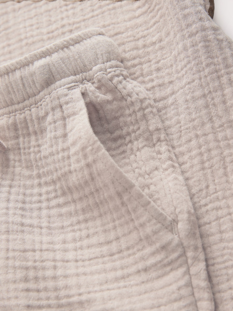 Taupe 100% Cotton Short Sleeves Textured Shirt and Short Set (3-16yrs) - Image 4 of 4