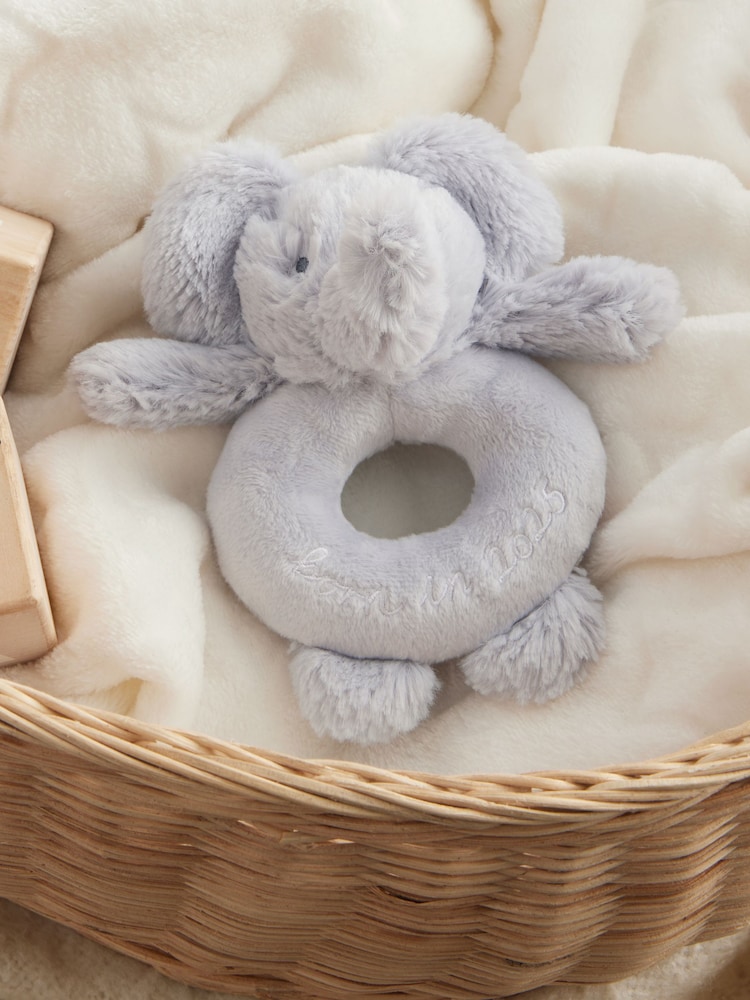 Born in 2025 Grey Eephant Baby Rattle - Image 1 of 3