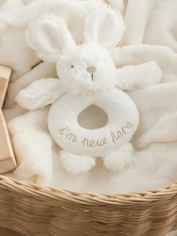 Im New Here White Bunny Baby Rattle - Image 1 of 3