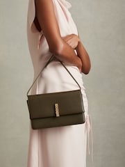 Reiss Olive Sophia Leather Suede Chain Crossbody Bag - Image 2 of 5