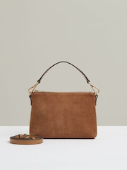 Reiss Tan Brompton Leather and Suede Double-Strap Bag - Image 1 of 4