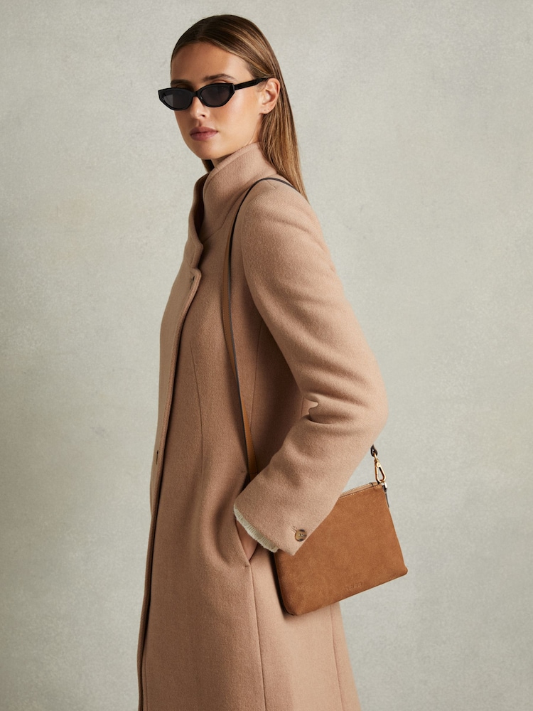 Reiss Tan Brompton Leather and Suede Double-Strap Bag - Image 2 of 4