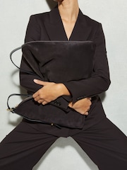 Reiss Chocolate Vigo Grained Leather Tote Bag - Image 5 of 5