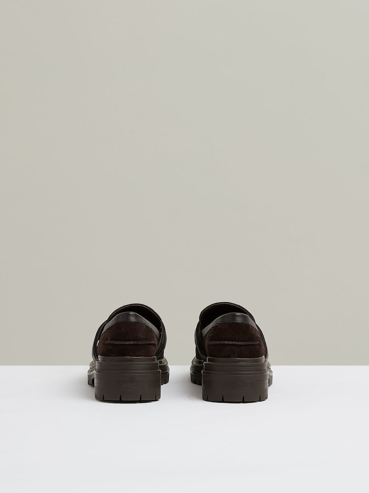 Reiss Chocolate Adina Suede and Leather Cleated Loafers - Image 5 of 5 Reiss Chocolate Adina Suede and Leather Cleated Loafers - Image 5 of 5