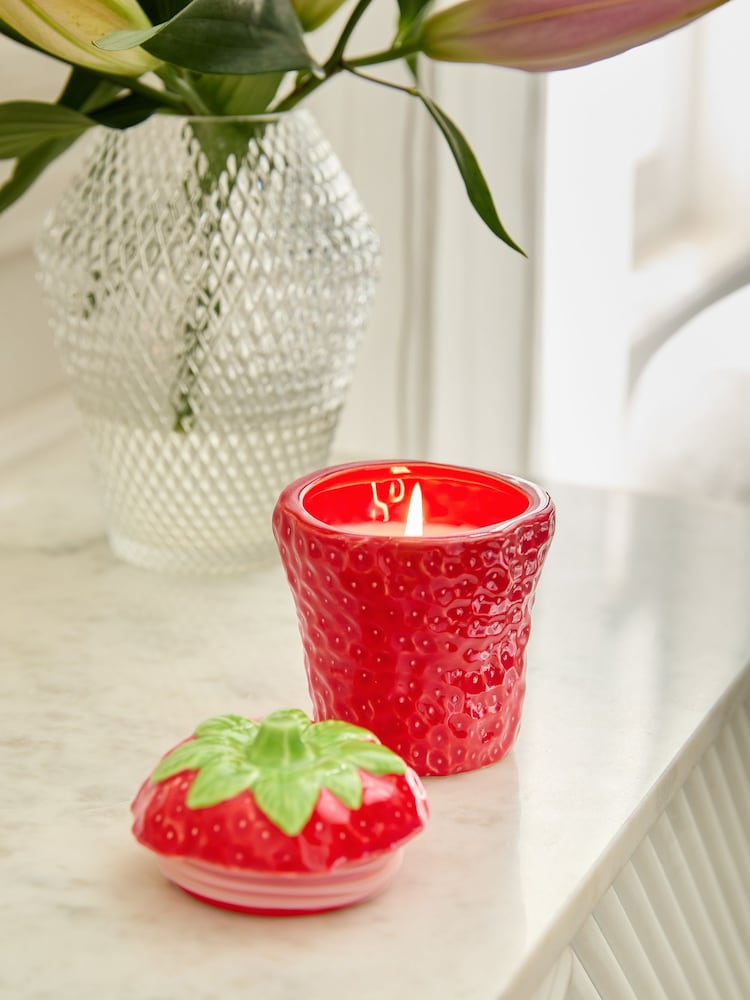 Red Strawberry and Vanilla Scented Candle - Image 1 of 5
