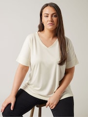 Blanco - Camiseta modal con cuello en V de Evans - Imagen 1 de 5