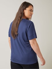 Azul - Camiseta modal con cuello en V de Evans - Imagen 3 de 5