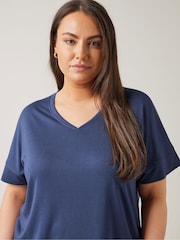 Azul - Camiseta modal con cuello en V de Evans - Imagen 4 de 5