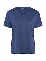Azul - Camiseta modal con cuello en V de Evans - Imagen 5 de 5