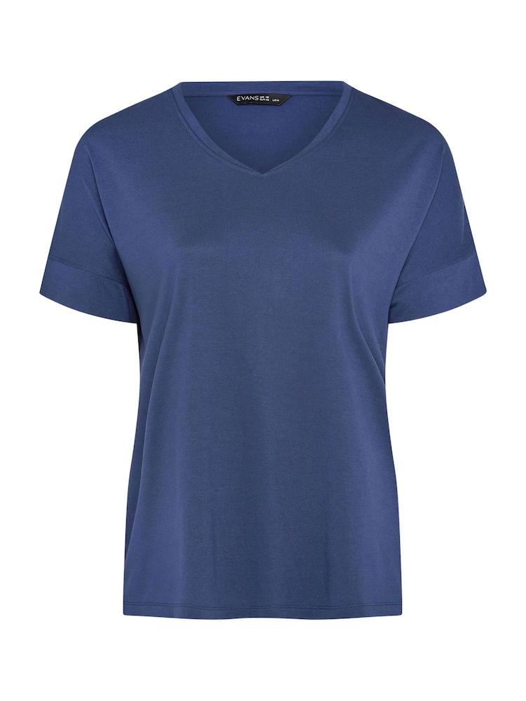 Azul - Camiseta modal con cuello en V de Evans - Imagen 5 de 5 Azul - Camiseta modal con cuello en V de Evans - Imagen 5 de 5