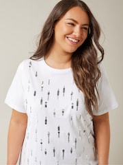 Evans Sequin Embellished White T-Shirt - Image 1 of 5