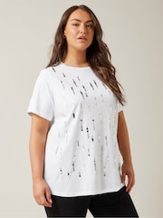 Evans Sequin Embellished White T-Shirt - Image 3 of 5