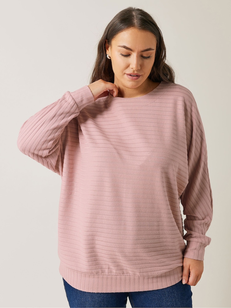 Evans Pink Ribbed Jumper - Image 1 of 5