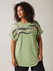 Evans Zebra Sequin Embellished T-Shirt - Imagen 1 de 5