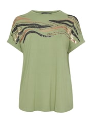 Evans Zebra Sequin Embellished T-Shirt - Imagen 5 de 5