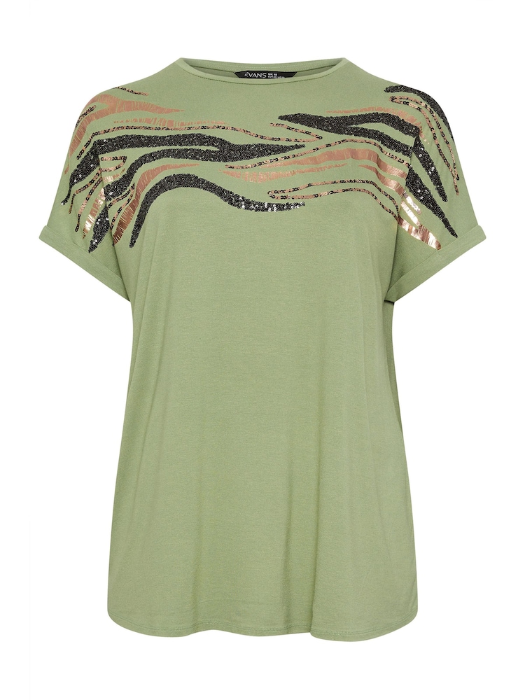 Evans Zebra Sequin Embellished T-Shirt - Imagen 5 de 5 Evans Zebra Sequin Embellished T-Shirt - Imagen 5 de 5