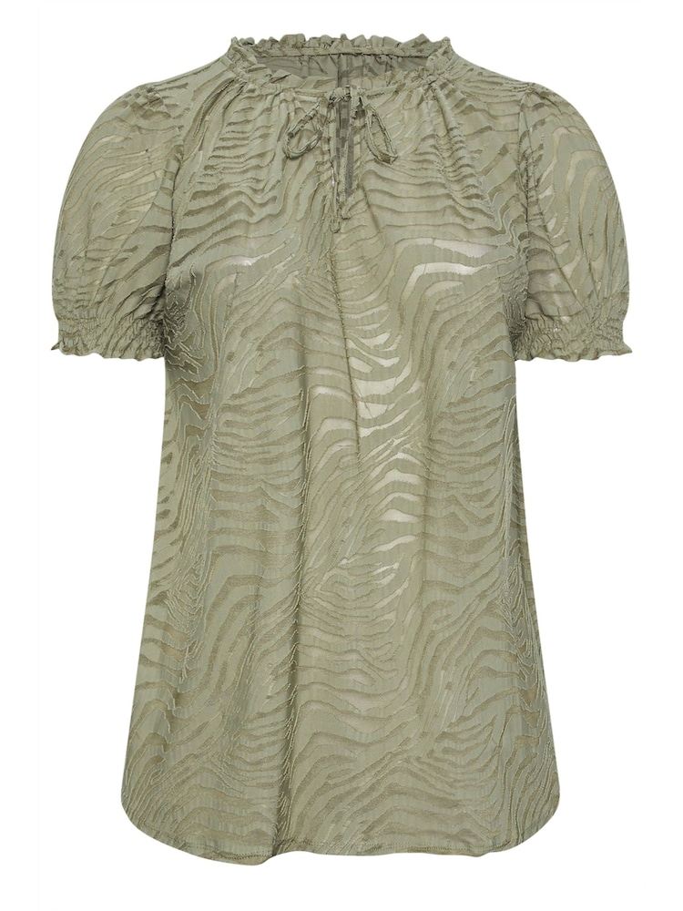 Verde - Evans Burnout Tie Neck Blouse - Imagen 5 de 5 Verde - Evans Burnout Tie Neck Blouse - Imagen 5 de 5