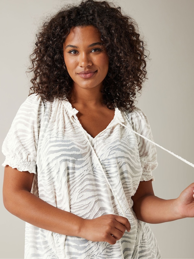 Evans Burnout Tie Neck Blouse - Image 4 of 5