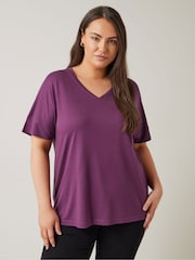 Rojo - Camiseta modal con cuello en V de Evans - Imagen 1 de 5