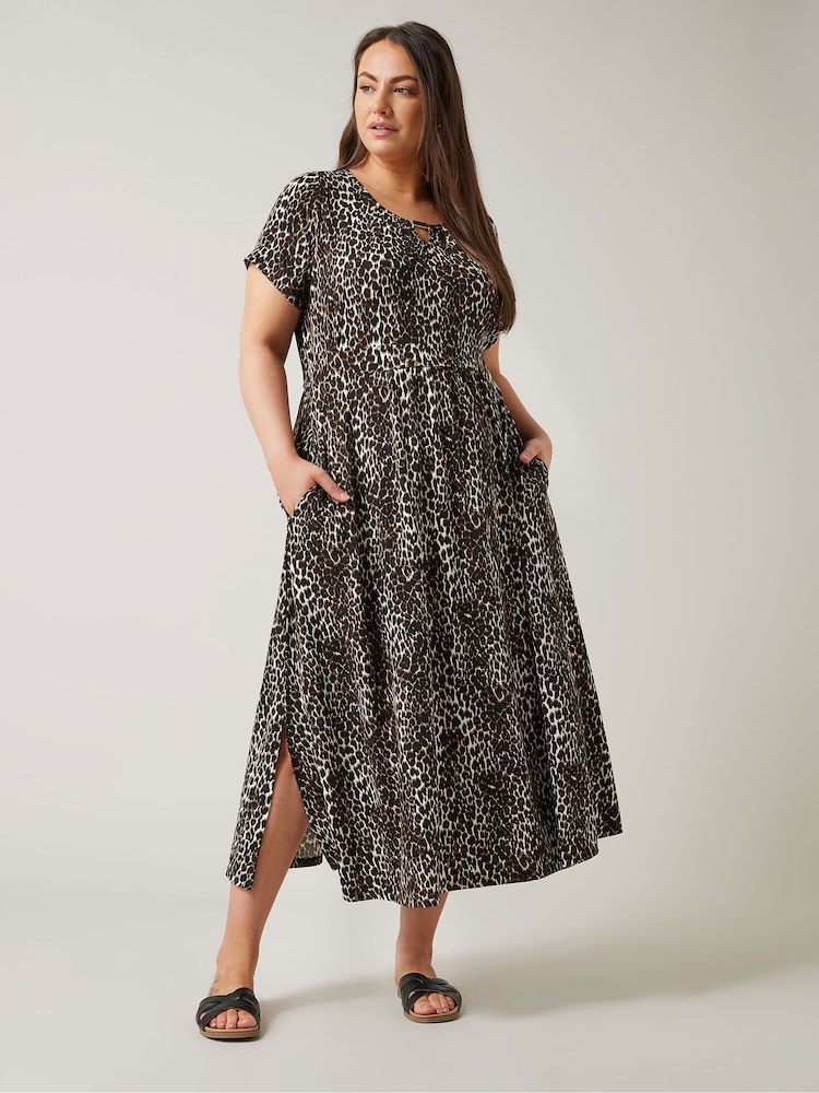 Evans Curve Leopard Print Midaxi Dress - Image 1 of 5