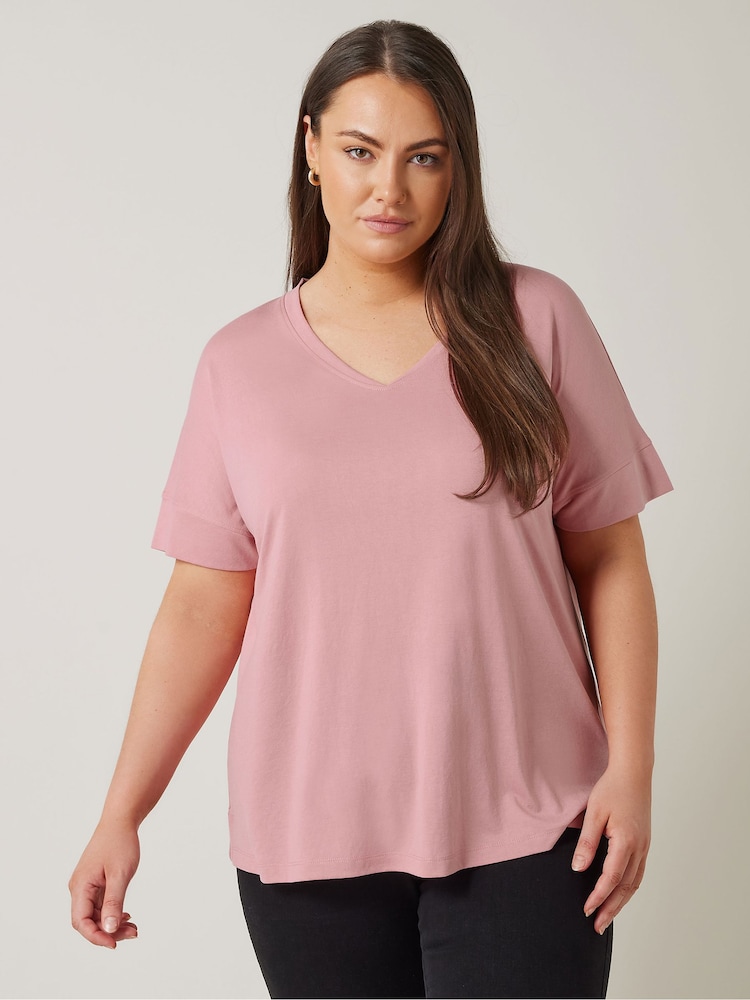 Rosa - Camiseta modal con cuello en V de Evans - Imagen 1 de 5 Rosa - Camiseta modal con cuello en V de Evans - Imagen 1 de 5