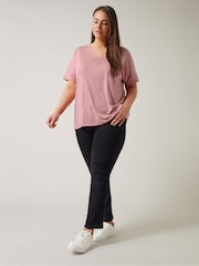 Rosa - Camiseta modal con cuello en V de Evans - Imagen 2 de 5