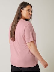 Rosa - Camiseta modal con cuello en V de Evans - Imagen 3 de 5