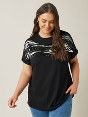 Evans Zebra Sequin Embellished T-Shirt - Image 1 of 5