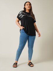 Evans Zebra Sequin Embellished T-Shirt - Image 2 of 5