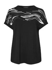 Evans Zebra Sequin Embellished T-Shirt - Image 5 of 5