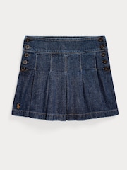 Polo Ralph Lauren blauer Faltenrock aus 100 % Baumwoll-Denim für Mädchen - Bild 4 von 5