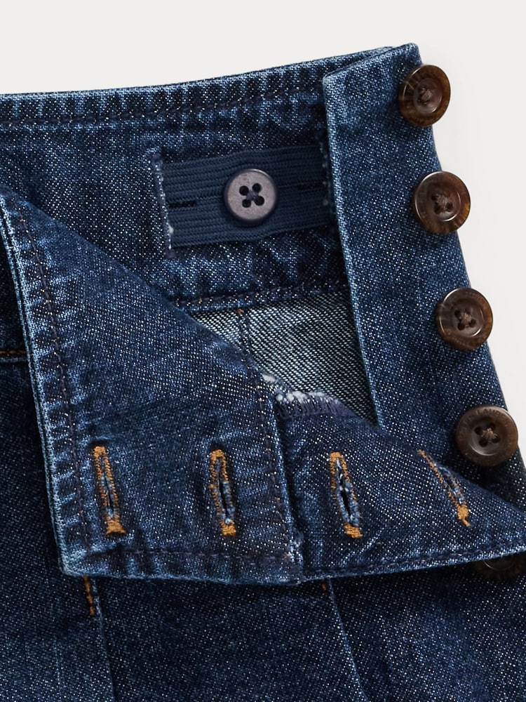 Polo Ralph Lauren blauer Faltenrock aus 100 % Baumwoll-Denim für Mädchen - Bild 5 von 5
