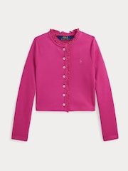 Polo Ralph Lauren dekleta rožnata Pleten gumb pletena jopa - Slika 1 iz 2