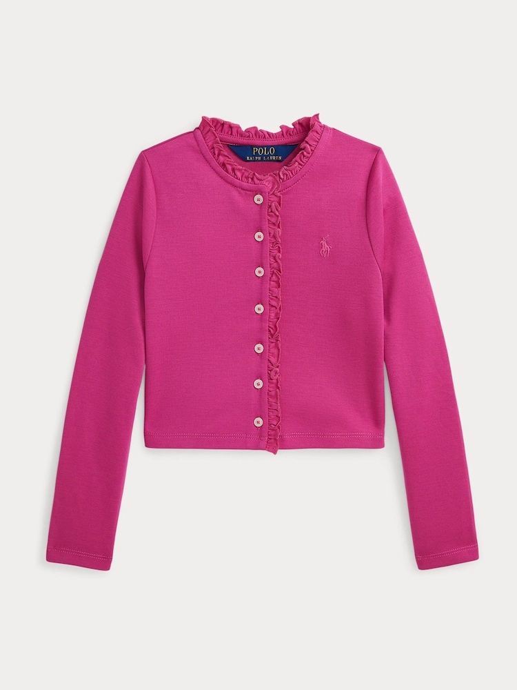 Polo Ralph Lauren dekleta rožnata Pleten gumb pletena jopa - Slika 1 iz 2
