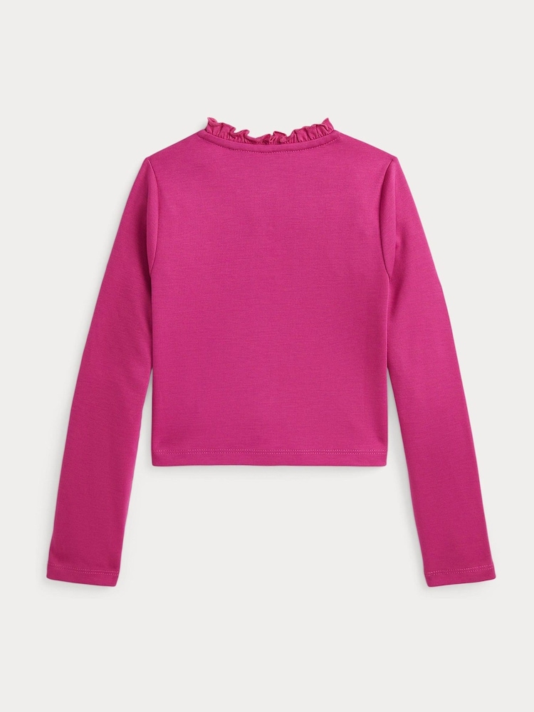 Polo Ralph Lauren dekleta rožnata Pleten gumb pletena jopa - Slika 2 iz 2