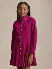 Polo Ralph Lauren Girls Pink Oxford Button Pleated 100% Cotton Dress - Изображение 1 из 5